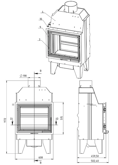 Топка каминная ТКТ 10.0-05 в модификации «Аврора М» - 3