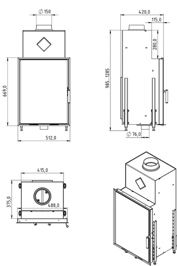 Топка каминная ТКТ 9.0-01 в модификации "ТАХО" - 5