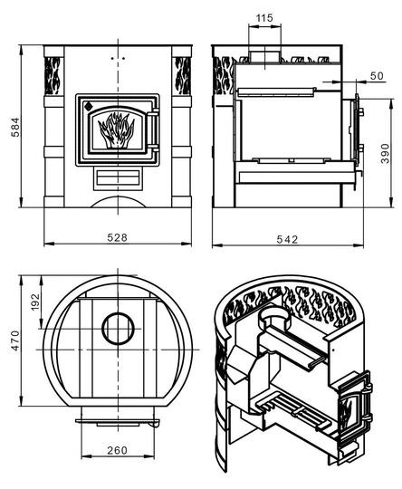 Печь для бани Везувий Лава 12 (ДТ-3) без выноса - 3