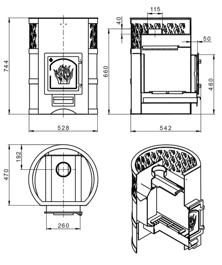 Печь для бани Везувий Лава 22 (ДТ-4) без выноса - 3