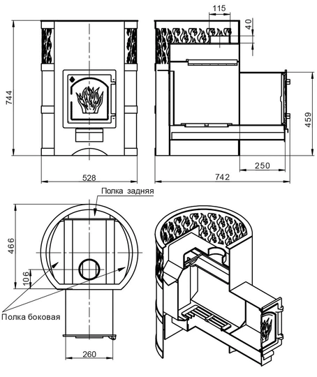 Печь для бани Везувий Лава 22 (ДТ-4С) - 1