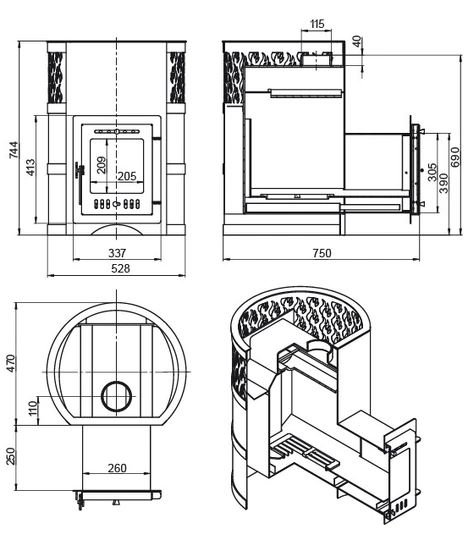 Печь для бани Везувий Лава 22 (210) «М» - 3