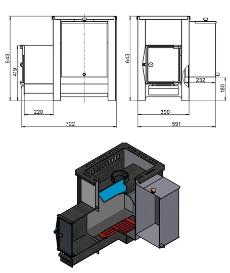 Печь для бани Везувий Русичъ «АКВА» 16 антрацит (ДТ-4) - 3