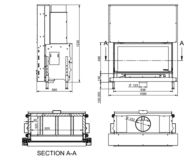 Каминная топка KFDesign LINEA H 1050 4.0 - 4