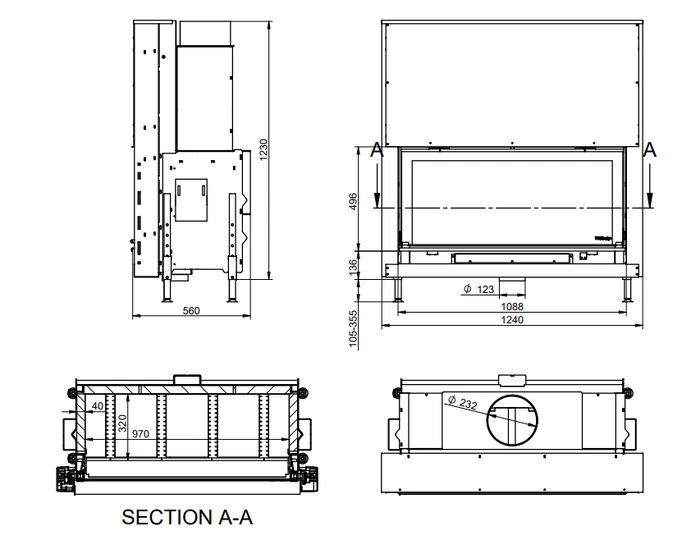 Каминная топка KFDesign LINEA H 1180 4.0 - 3