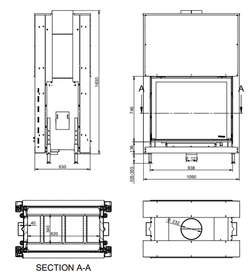 Каминная топка KFDesign LINEA DF V 1190 4.0 - 3