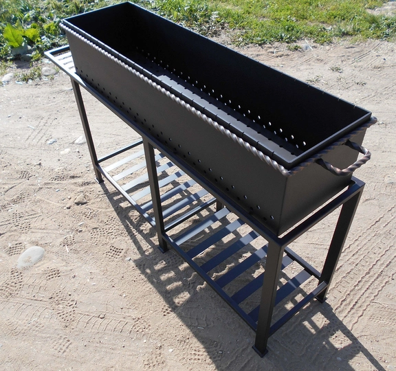 Мангал ПРОФИ-2 сталь 6 мм, длина 120 см, съемный ящик - 1