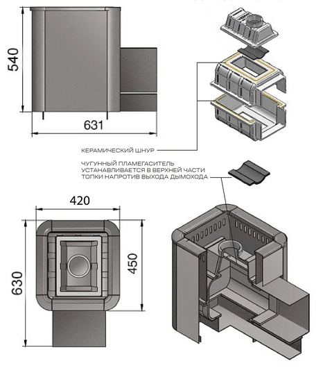 Печь для бани Везувий Сенсация 12 антрацит (220) - 2