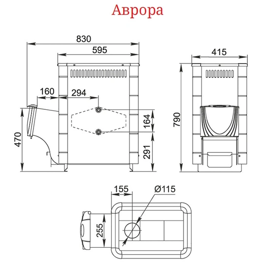 Печь для бани Термофор Аврора Inox ДА Иллюминатор антрацит НВ - 1