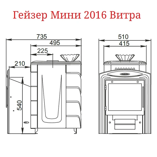 Печь для бани Термофор Гейзер Мини 2016 Inox Витра ЗК ТО терракота - 2