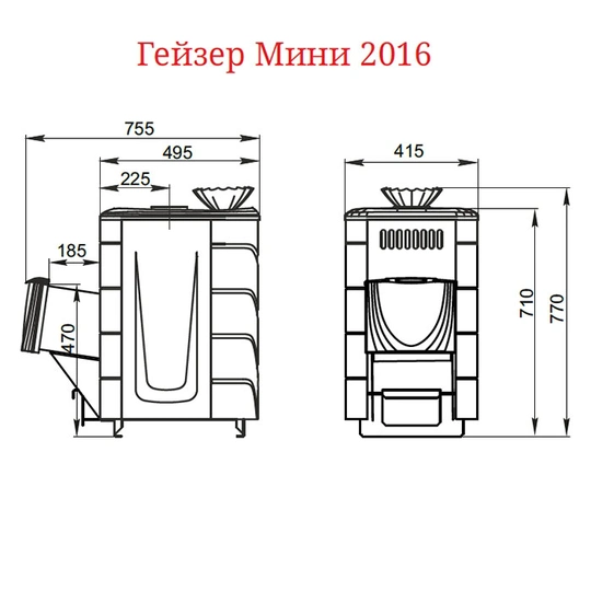 Печь для бани Термофор Гейзер Мини 2016 Inox ДН ЗК антрацит - 2