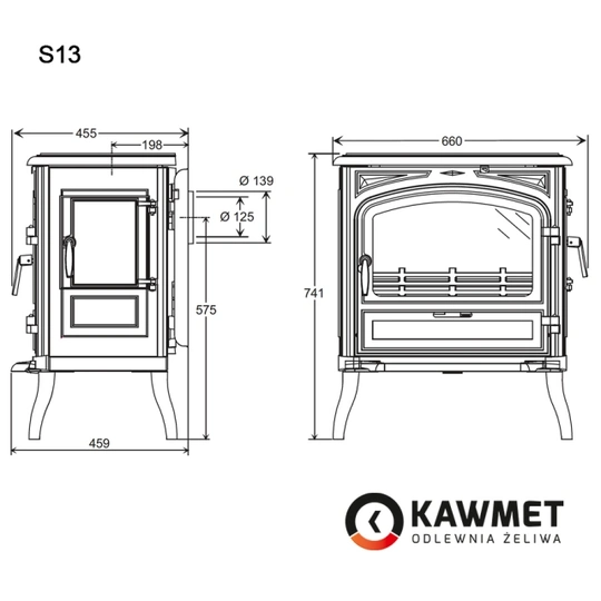Чугунная печь KAWMET Premium S13 (10 кВт) - 3