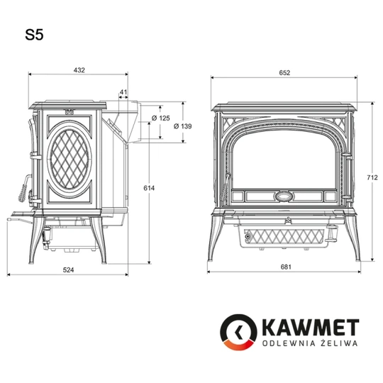 Чугунная печь KAWMET Premium S5 (11,3 кВт) - 3