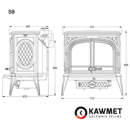 Чугунная печь KAWMET Premium S8 (13,9 кВт) - 2