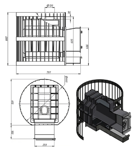 Печь для бани Везувий Легенда Ретро 24 стандарт (ДТ-4) - 1