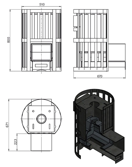 Печь для бани Везувий Ураган Ковка 12 (260) - 3