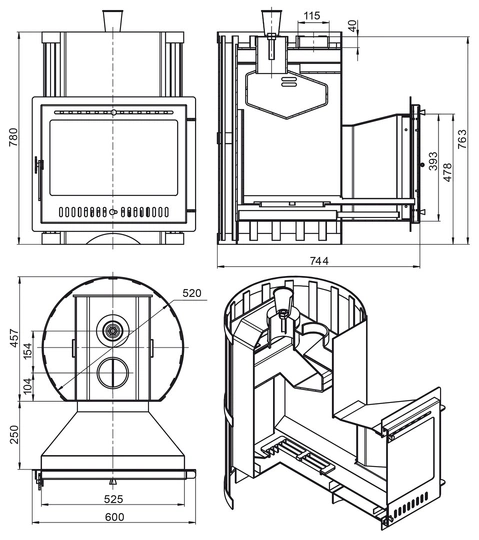 Печь для бани Везувий Скиф парогенератор ковка Панорама «М» - 1