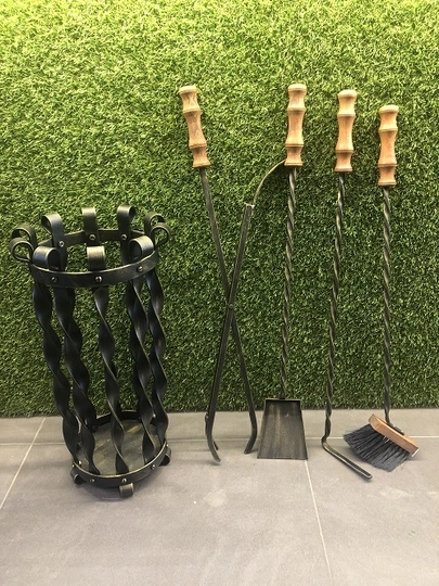 Каминный набор Корзинка с деревянными ручками - 2