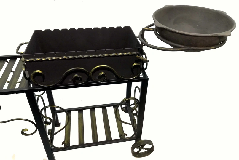 Кованый мангал НОРТ-3 с подставкой под казан, сталь 5 мм - 3