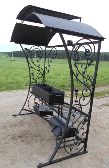 Кованый мангал-барбекю с крышей КР-14, сталь 5 мм - 1
