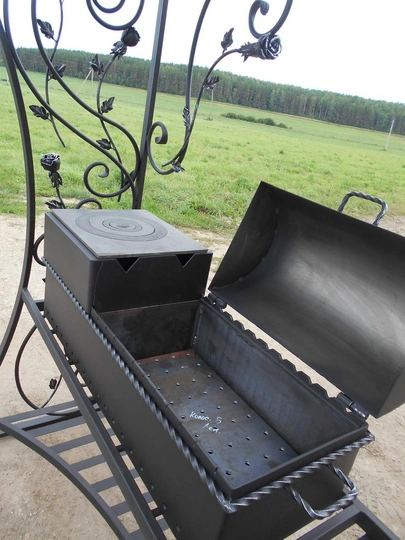 Кованый мангал-барбекю с крышей КР-14, сталь 5 мм - 6