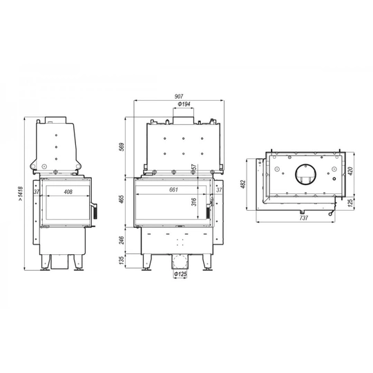 Каминная топка DEFRO HOME RIVA SM BP SHORT угловая с водным контуром - 1