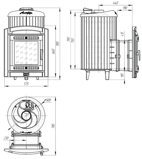 Печь банная "Атмосфера L" в ламелях "Змеевик" наборный - 3