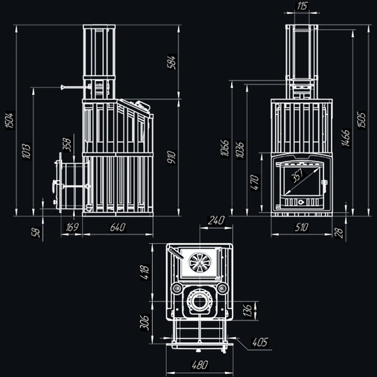 Чугунная печь для бани Гроза 24 (П2) Ураган - 8
