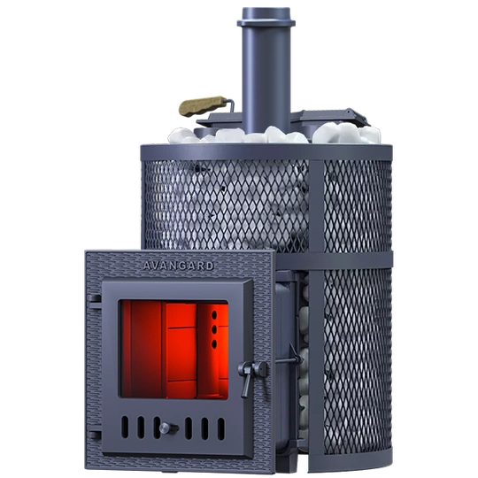 Чугунная печь для бани AVANGARD ЗК 25 (М) Ураган в круглой сетке - 1
