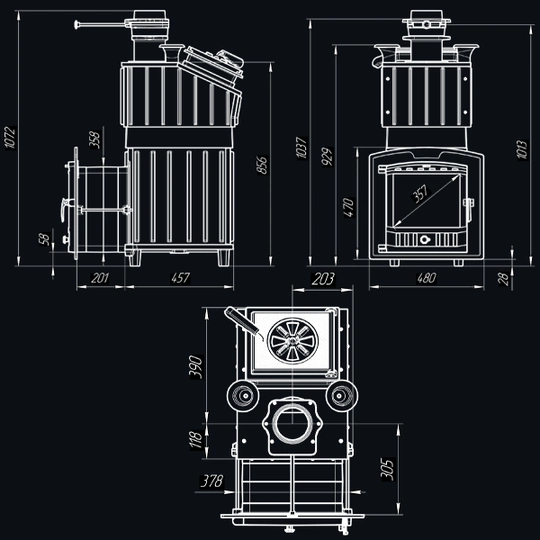 Чугунная печь для бани Гроза 24 (П2) - 4
