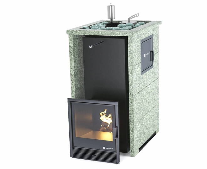 Печь для бани Геленджик М2 в трехстороннем кожухе с открытым верхом EASYSTEAM - 1
