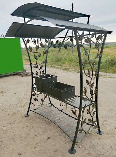 Кованый мангал с крышей 4 В 1 - КУ-4-4, сталь 5 мм - 1