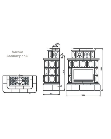 Печь-камин Karelie кафельный цоколь - 1