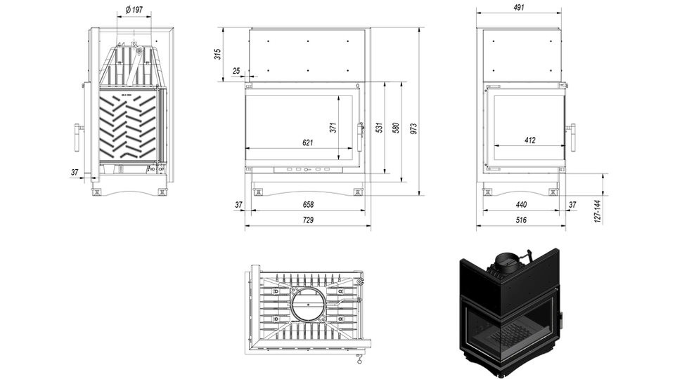 Каминная топка Zuzia/L/BS (P/BS) - 1