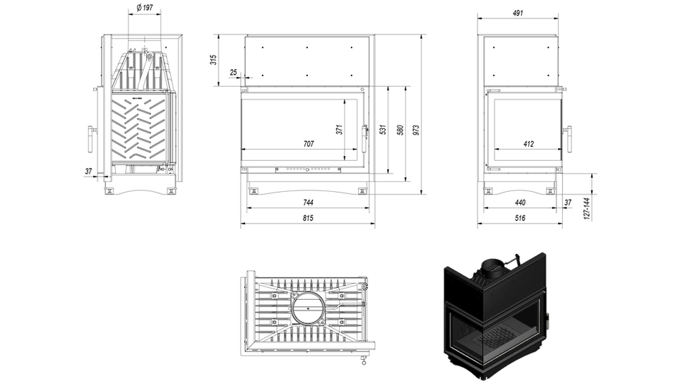 Каминная топка Oliwia/L/BS (P/BS) - 2