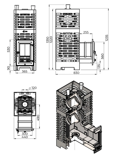 Печь для бани ASTON «Шторм 26 Турбопар» Long (350) - 6