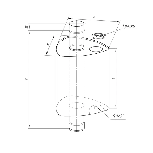 Бак Ferrum Комфорт треугольный на трубе 67л - 1