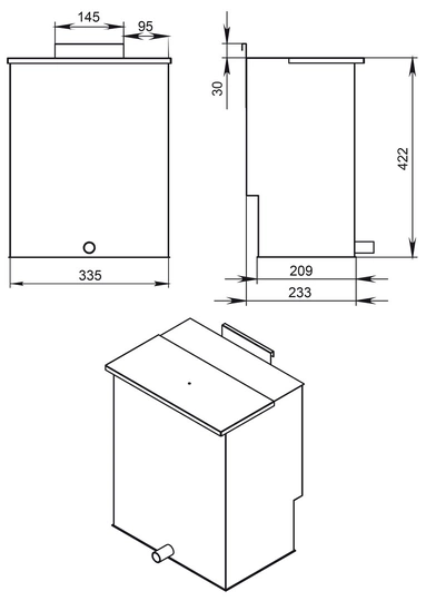 Бак нерж. навесной 30л для печи Везувий Сенсация «АКВА» 16 - 1