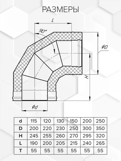 Craft HF-50BP сэндвич-колено 90° (316/0,8/эмаль) Ф115х200 - 1