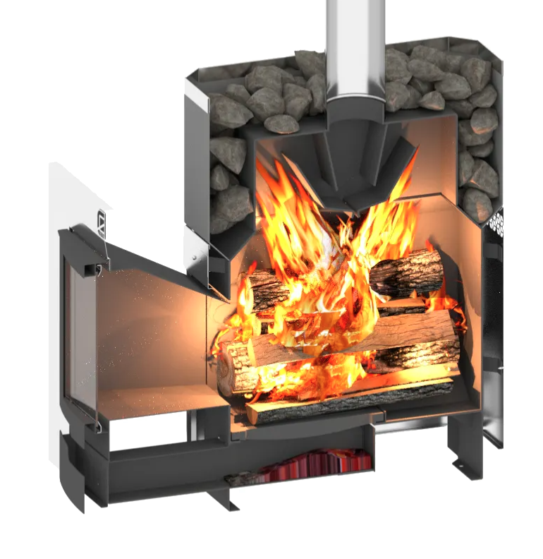 Печь для бани Теплодар Русь 27 ЛНЗП Профи Панорама - 1min