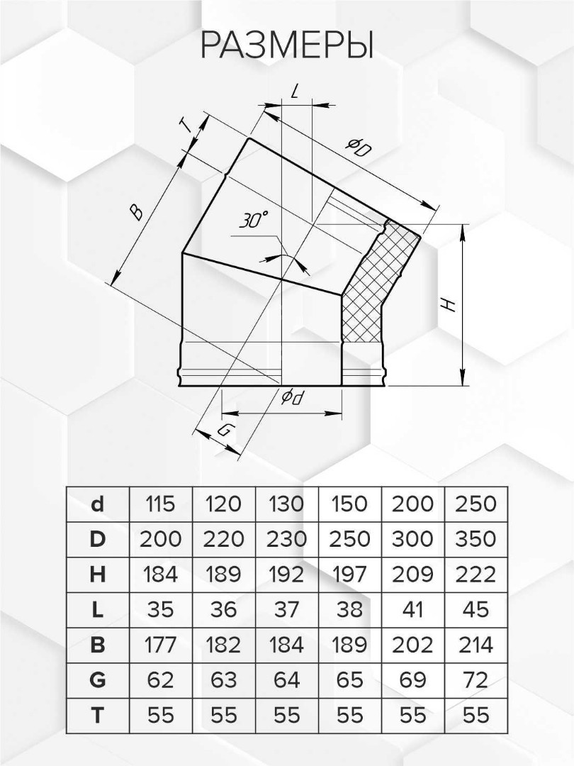 Craft HF-50BP сэндвич-колено 30° (316/0,8/эмаль) Ф115х200 - 1min