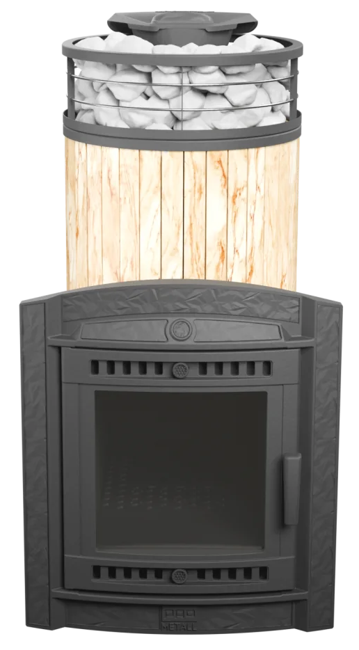 Печь банная "Атмосфера XL" в ламелях "Окаменевшее дерево" NEW - 0min