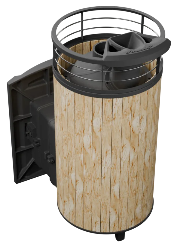 Печь банная "Атмосфера XL" в ламелях "Окаменевшее дерево" NEW - 1min