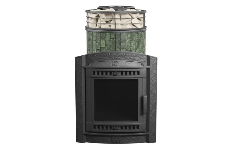 Печь банная "Атмосфера L" в ламелях "Змеевик" с тоннелем NEW