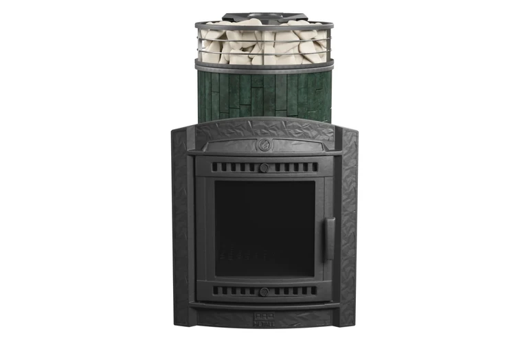 Печь банная "Атмосфера L" в ламелях "Верде Гватемала" с тоннелем NEW