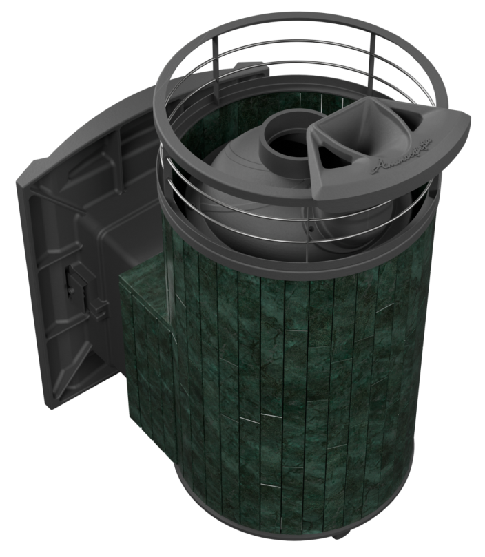 Печь банная "Атмосфера L" в ламелях "Верде Гватемала" с тоннелем NEW - 1min