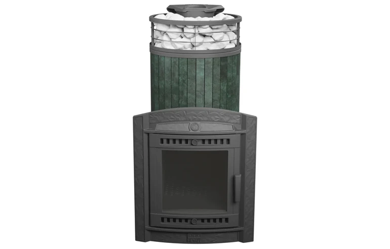 Печь банная "Атмосфера XL" в ламелях "Верде Гватемала" с тоннелем NEW