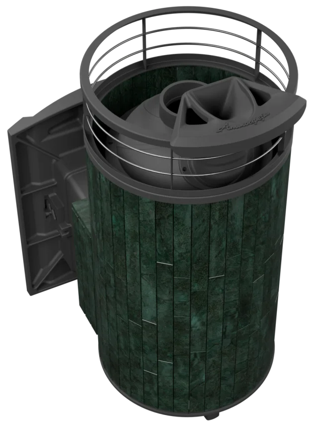 Печь банная "Атмосфера XL" в ламелях "Верде Гватемала" с тоннелем NEW - 1min