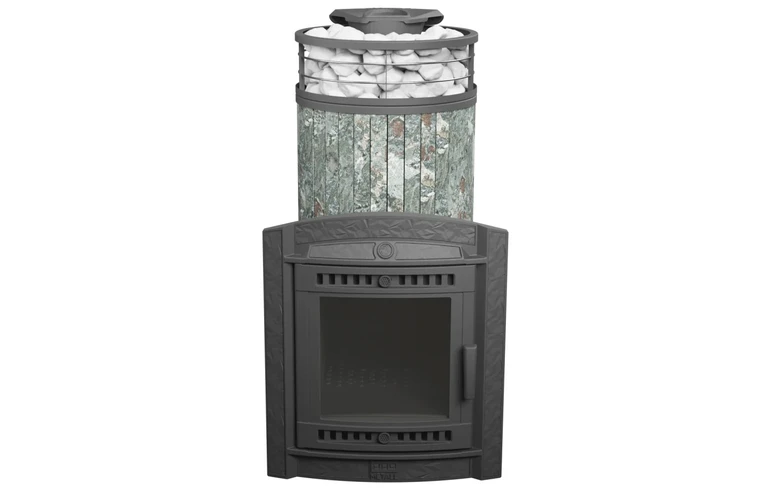 Печь банная "Атмосфера XL" в ламелях "Жадеит" с тоннелем NEW