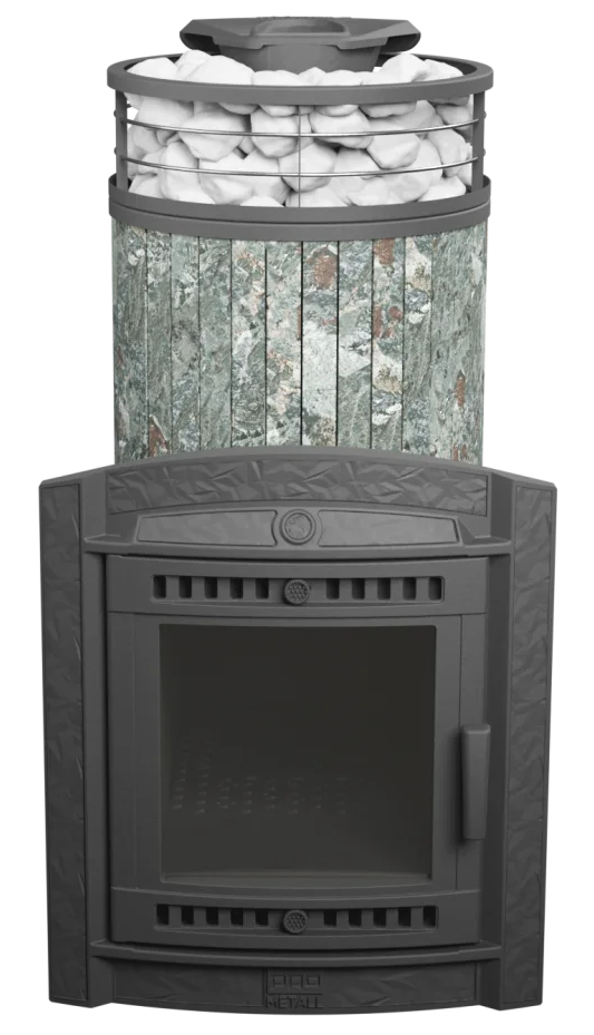 Печь банная "Атмосфера XL" в ламелях "Жадеит" с тоннелем NEW - 0min